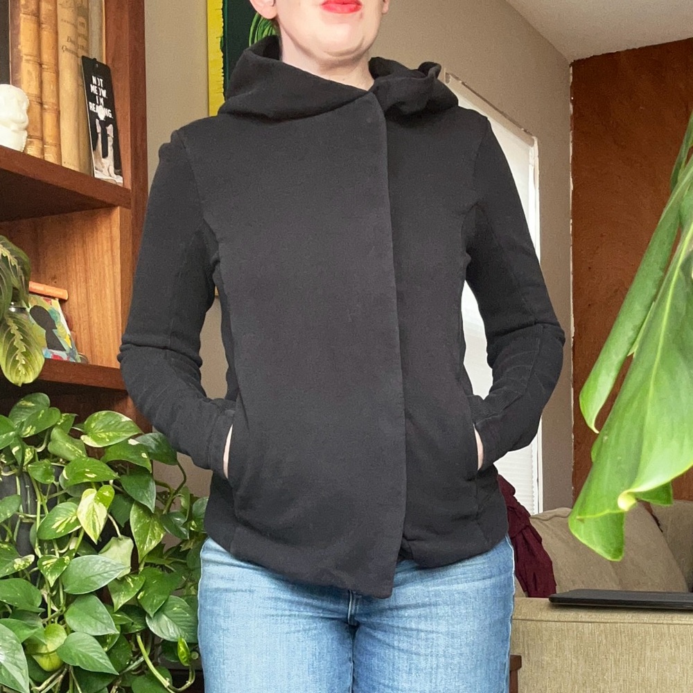 James Perse Asymmetrical Zip Black Hoodie